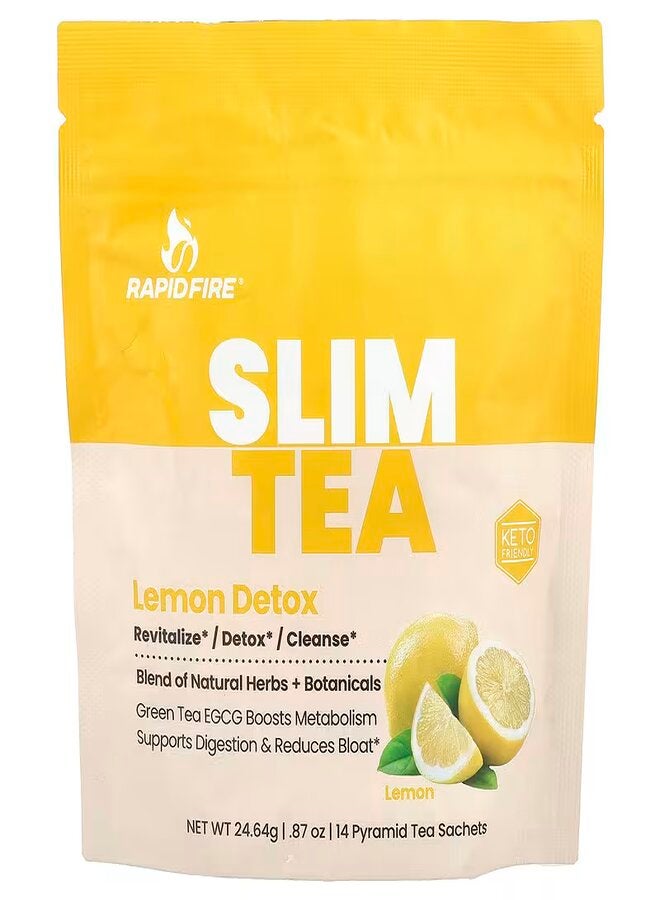 Rapidfire Slim Tea 14 Day Real Lemon Flavour Herbal Teatox Matcha Tea Bag