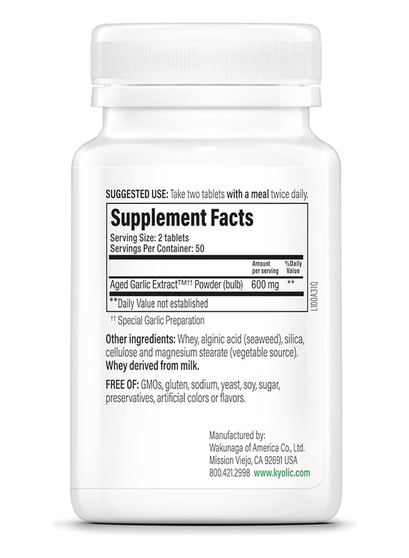 Kyolic Aged Garlic Extract Formula 100 Original Cardiovascular 100 Tablets - Image 2