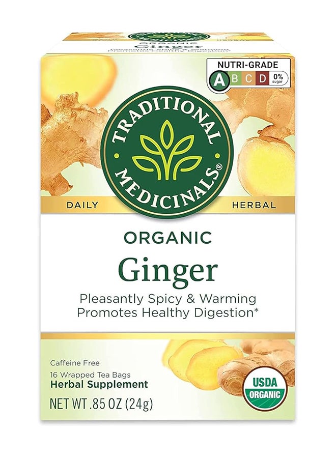 Traditional Medicinals Organic Ginger Tea Bags Pleasantly Spicy And Warming Promotess Healthy Digestion Caffeine Free 16 Tea Bags 24G  - Image 1