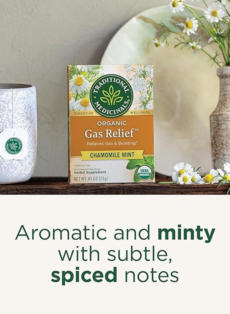 Traditional Medicinals - Organic Gas Relief, Chamomile Mint, Caffeine Free, 16 Tea Bags - Image 1