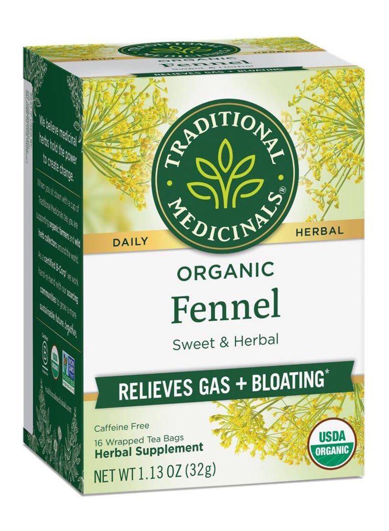 Traditional Medicinals Organic Fennel, Relieves Gas and Bloating, Caffeine Free, 16 Tea bags  - Image 1