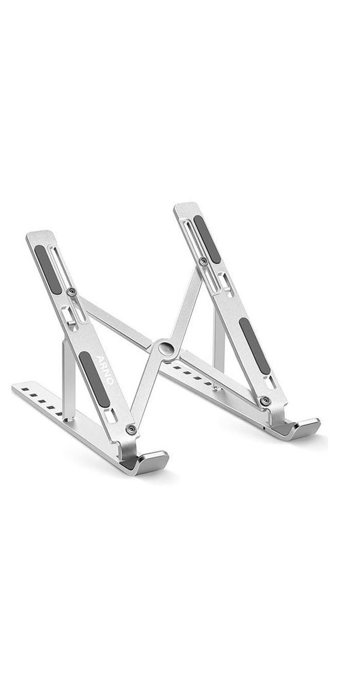 حامل لابتوب من الألومنيوم قابل للتعديل فضي - Image 1