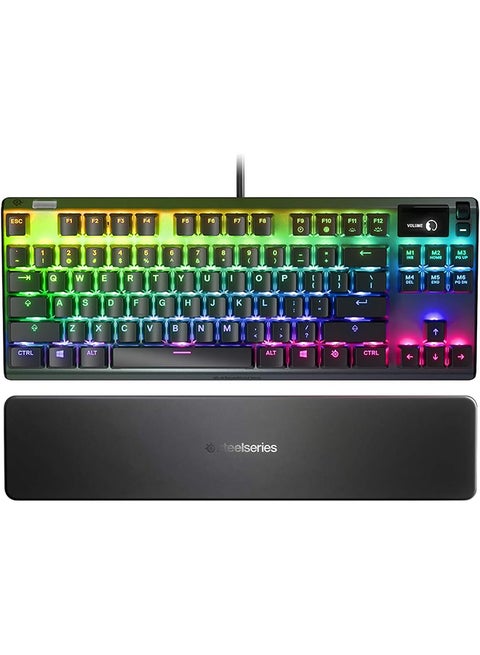 SteelSeries Apex 7 TKL Mechanical Gaming Keyboard, OLED Display, Red Switches, American QWERTY Layout