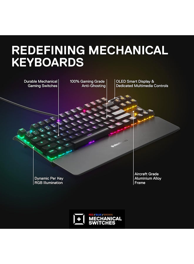 steelseries - SteelSeries Apex 7 TKL Mechanical Gaming Keyboard, OLED Display, Red Switches, American QWERTY Layout - Image 1