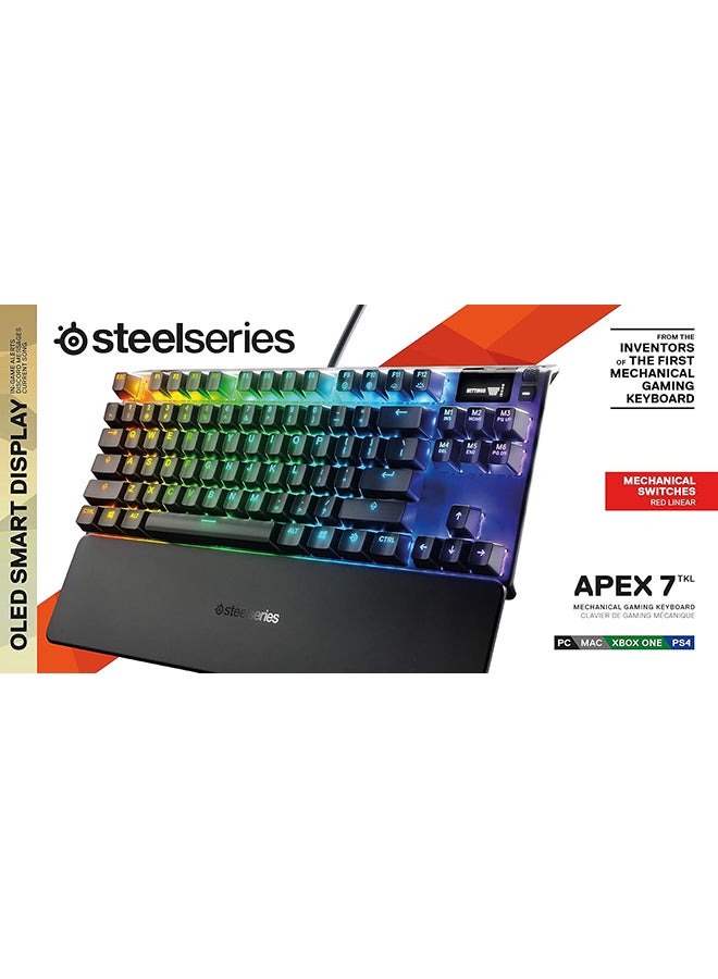 steelseries - SteelSeries Apex 7 TKL Mechanical Gaming Keyboard, OLED Display, Red Switches, American QWERTY Layout - Image 1