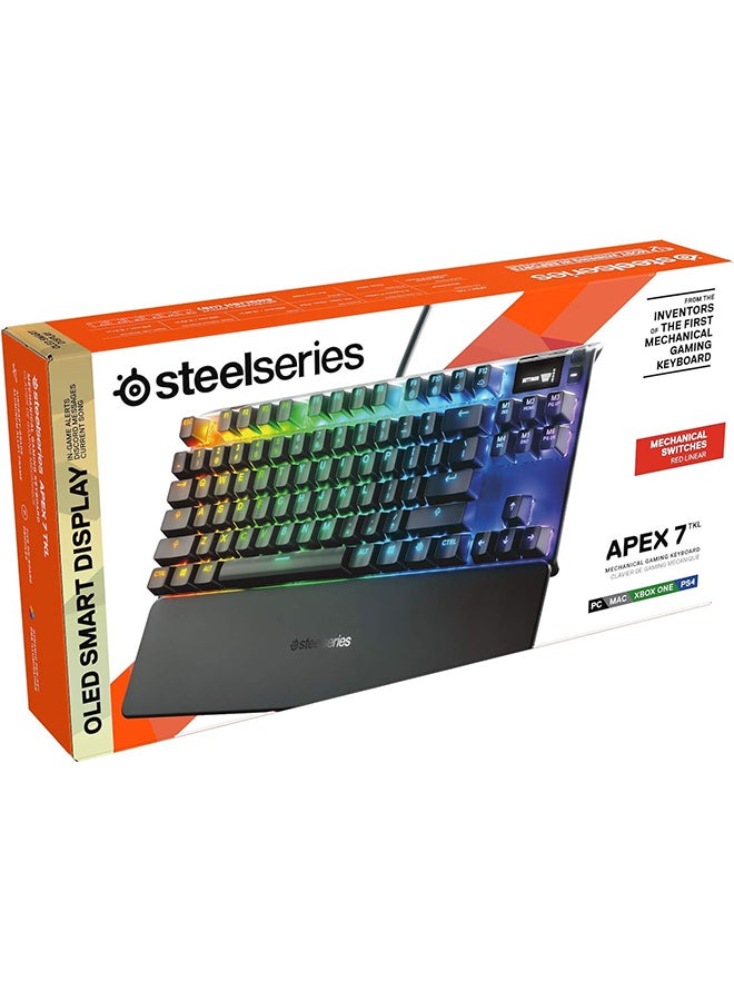 steelseries - SteelSeries Apex 7 TKL Mechanical Gaming Keyboard, OLED Display, Red Switches, American QWERTY Layout - Image 1