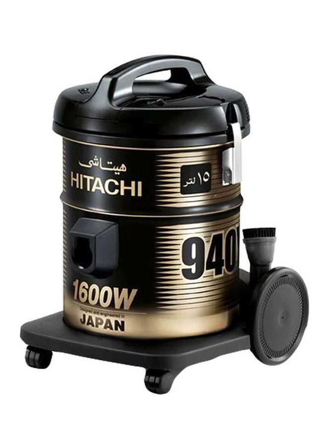 هيتاشي مكنسة كهربائية بحاوية بقدرة 1600 وات 15 L 1600 W CV-940Y SS220 BK أسود - Image 1