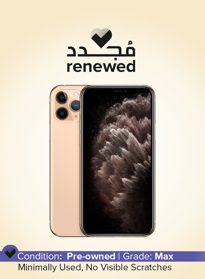 ابل  مجدد- هاتف آيفون 11 برو ماكس من دون تطبيق فيس تايم بذاكرة داخلية سعة 256 جيجابايت ويدعم تقنية ‎4G LTE، لون ذهبي - Image 1