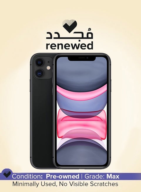 Renewed - iPhone 11 64GB Black 4G With Facetime - International Version