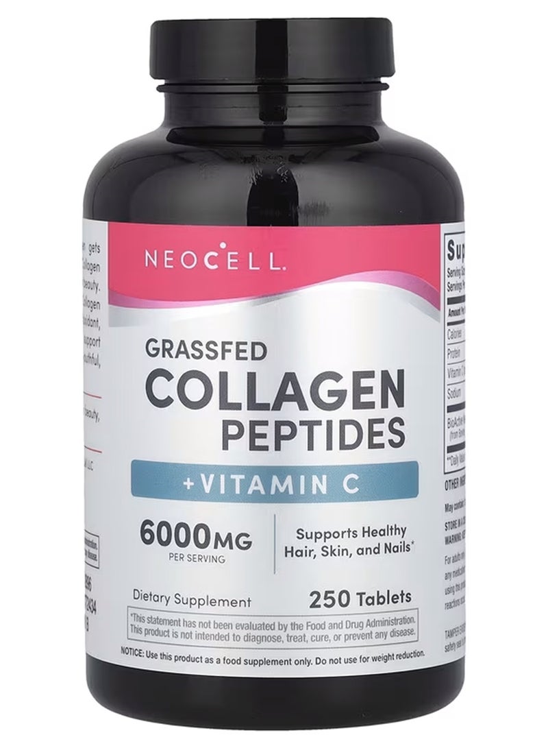 NEOCELL Grassfed Collagen Peptides + Vitamin C, 250 Tablets  - Image 1