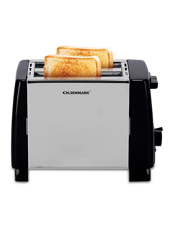 2-Slice Bread Toaster with  Stainless Steel Body, Auto Pop-Up, Lift & Look Feature,  Cancel, Reheat & Defrost Functions,  Adjustable Temperature Control & Removable Crumb Tray 800 W OMBT2398 Silver/Black