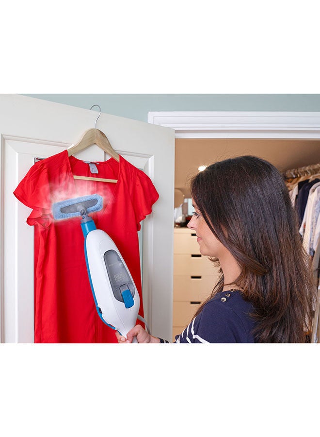 بلاك اند ديكر ممسحة بخار ، بخار فائق التسخين، وسادة ميكروفايبر، تسخين خلال 30 ثانية، مدة تشغيل 14 دقيقة، خالية  المواد الكيميائية، آة لجميع أنواع الأرضيات المغلقة، صديقة للبيئة، 1300 W FSMH13E10-B5 أبيض/أزرق - Image 4