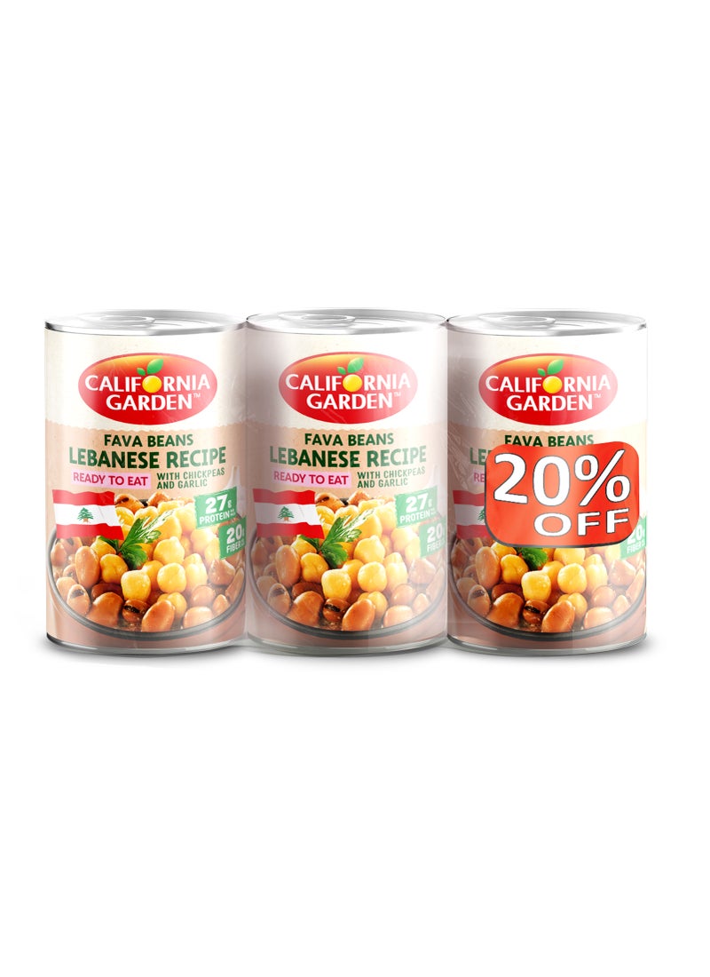 حدائق كاليفورنيا فول مدمس بوصفة لبنانية 450جرام عبوة من 3 قطع - Image 1