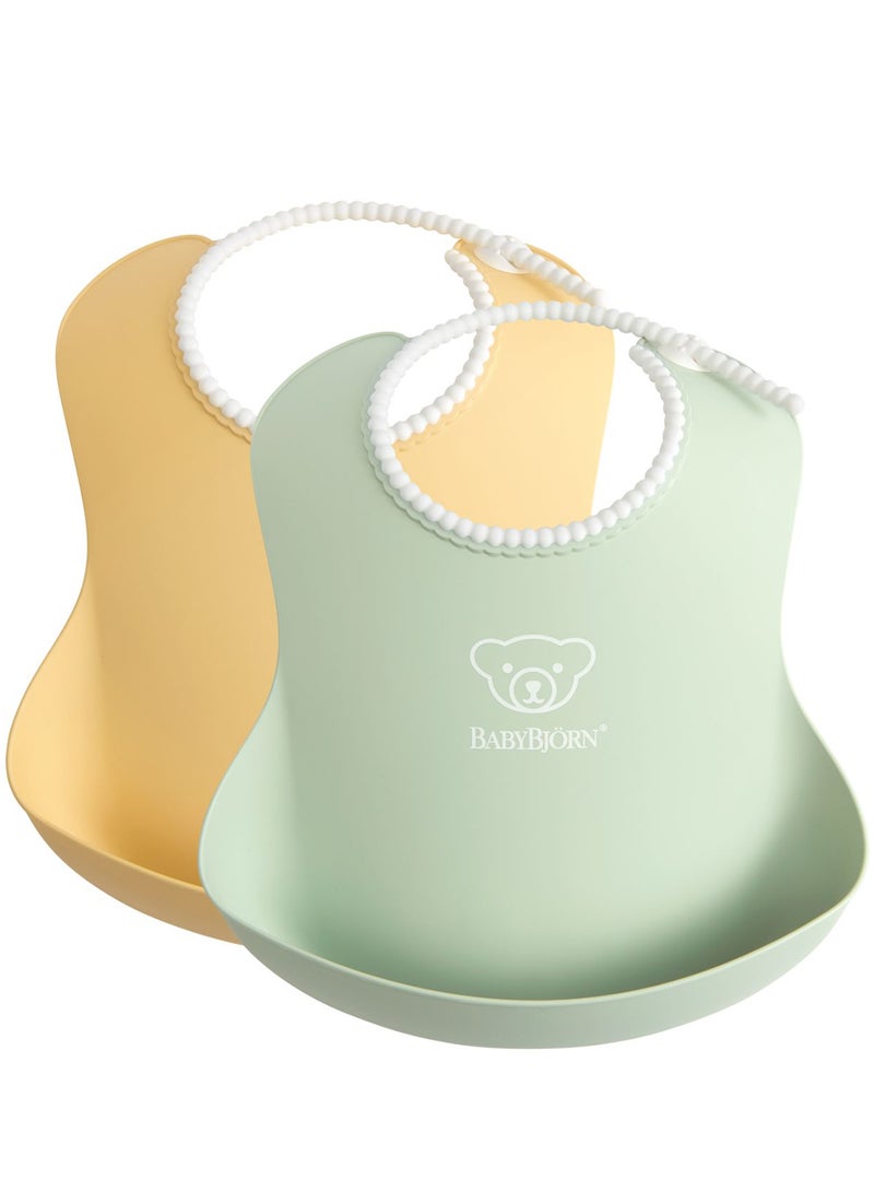 BABYBJORN - Pack Of 2 Small Baby Bib, Powder - Yellow And Powder Green - Image 1