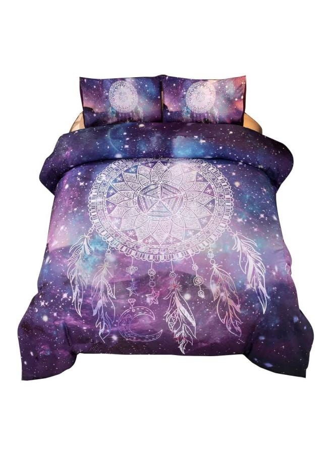3-Piece Wind Chimes Printed Bedsheet Set Polyester Blue Queen - Image 1