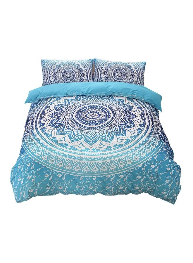 3-Piece Printed Bedcover Set Polyester White Full - Image 1