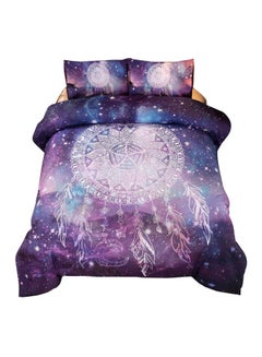 Generic 3-Piece Printed Bed Sheet Set Polyester Purple/White/Blue King  - Image 1