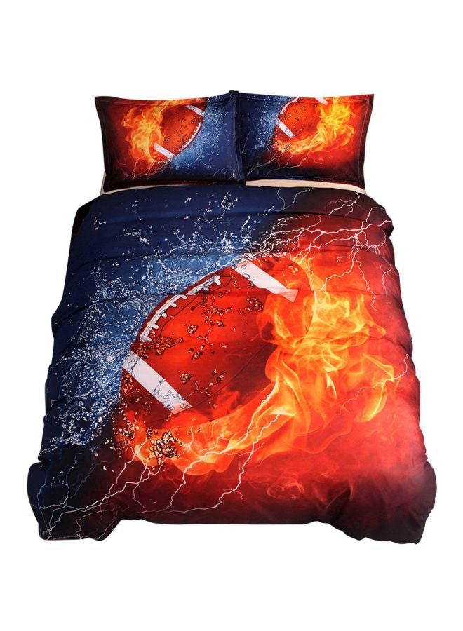 3-Piece Football Printed Bedcover With Pillowcase Set Polyester Blue Full - Image 1