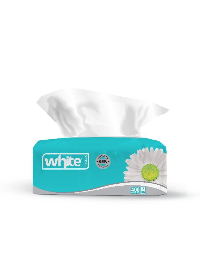 White 400-Piece Facial Tissue - One Piece White 