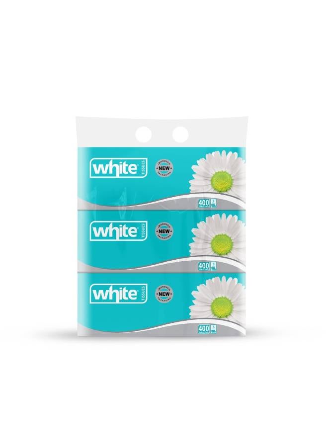 White Facial Tissues - 400 (3*1) Tissues - Pack of 3 White