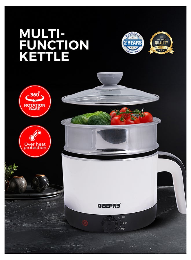 GEEPAS Double Layer Multi-Functional Kettle With Egg Boiler Attachment/Cooking Noodle 50-60Hz 1.7 L 1000 W GK38026 White/Silver/Black - Image 4