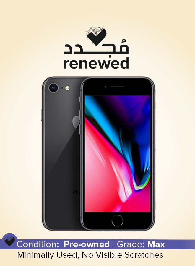 ابل  مُجدد - هاتف آيفون 8 ومزود بذاكرة داخلية سعة 64 جيجابايت ويدعم تقنية 4G LTE مع تطبيق فيس تايم، لون رمادي فلكي - Image 1