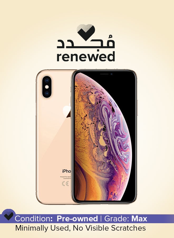 ابل  مُجدد - آيفون XS مع تطبيق فيس تايم بلون ذهبي، وذاكرة سعتها 64 جيجابايت، يدعم تقنية 4G LTE - مواصفات الشرق الأوسط - Image 1