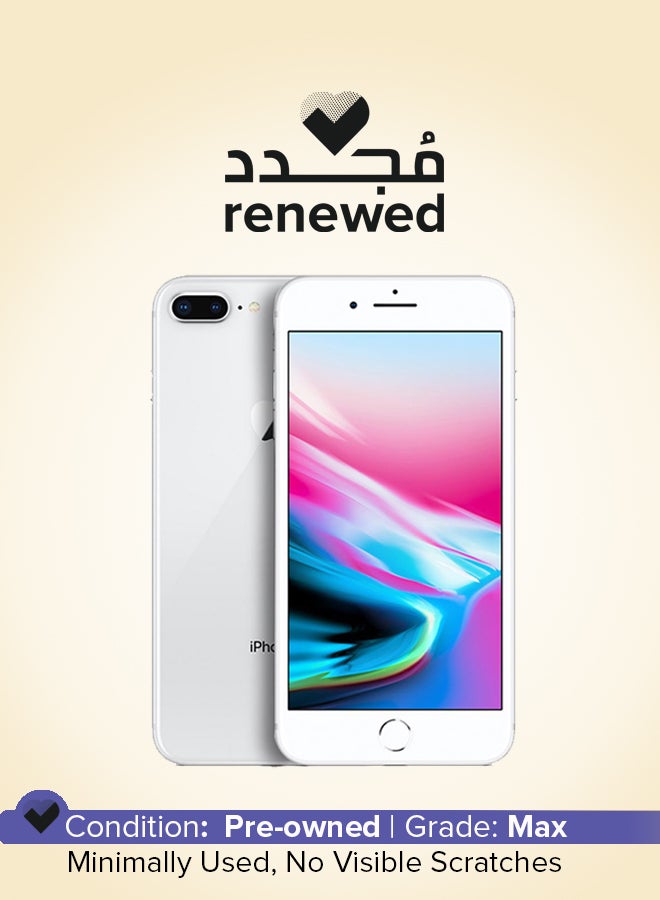 ابل  مجدد - هاتف أيفون 8 بلس بذاكرة داخلية سعة 256 جيجابايت ويدعم تقنية 4G LTE مع تطبيق فيس تايم، لون فضي - Image 1