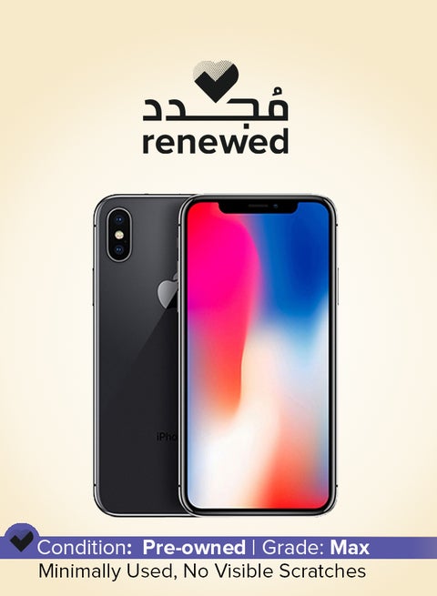 مُجدد - هاتف آيفون X بدون تطبيق فيس تايم بلون رمادي فلكي وذاكرة داخلية سعة 256 جيجابايت ويدعم تقنية 4G LTE