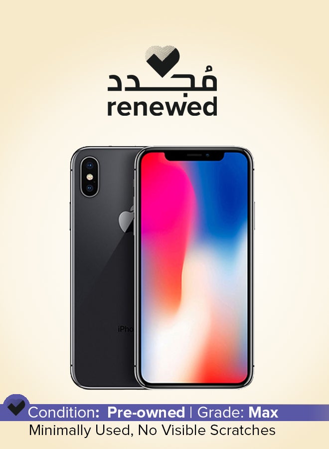 ابل  مُجدد - هاتف آيفون X بدون تطبيق فيس تايم بلون رمادي فلكي وذاكرة داخلية سعة 256 جيجابايت ويدعم تقنية 4G LTE - Image 1