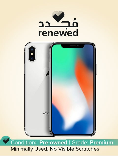 Renewed - iPhone X 256GB Silver 4G With Facetime
