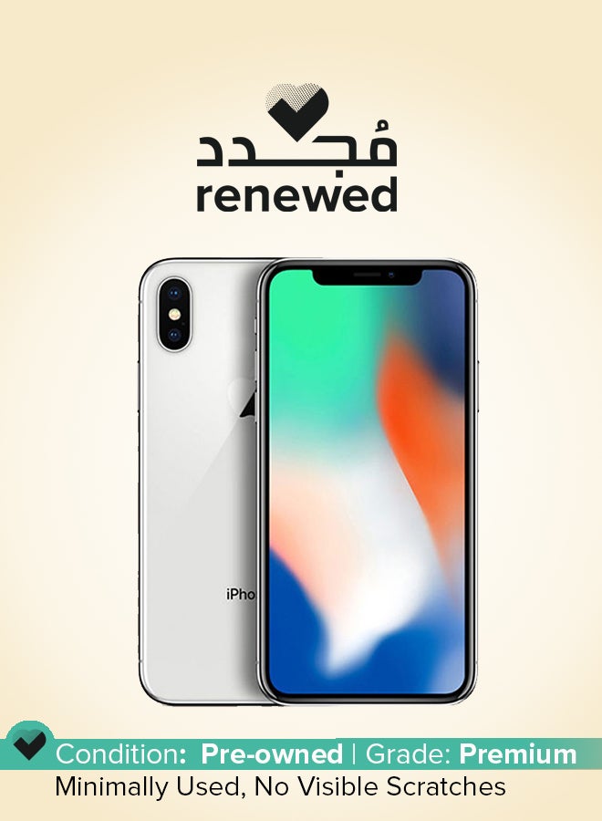 ابل  مُجدد - هاتف آيفون X مع تطبيق فيس تايم بلون فضي وذاكرة داخلية سعة 256 جيجابايت ويدعم تقنية 4G LTE - Image 1