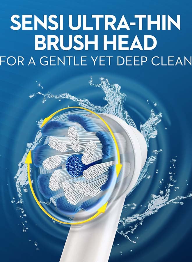 أورال بي فرشاة أسنان فايتليتي 100 سينسي ألتراثين قابلة لإعادة الشحن بشكل البتلة أبيض - Image 3