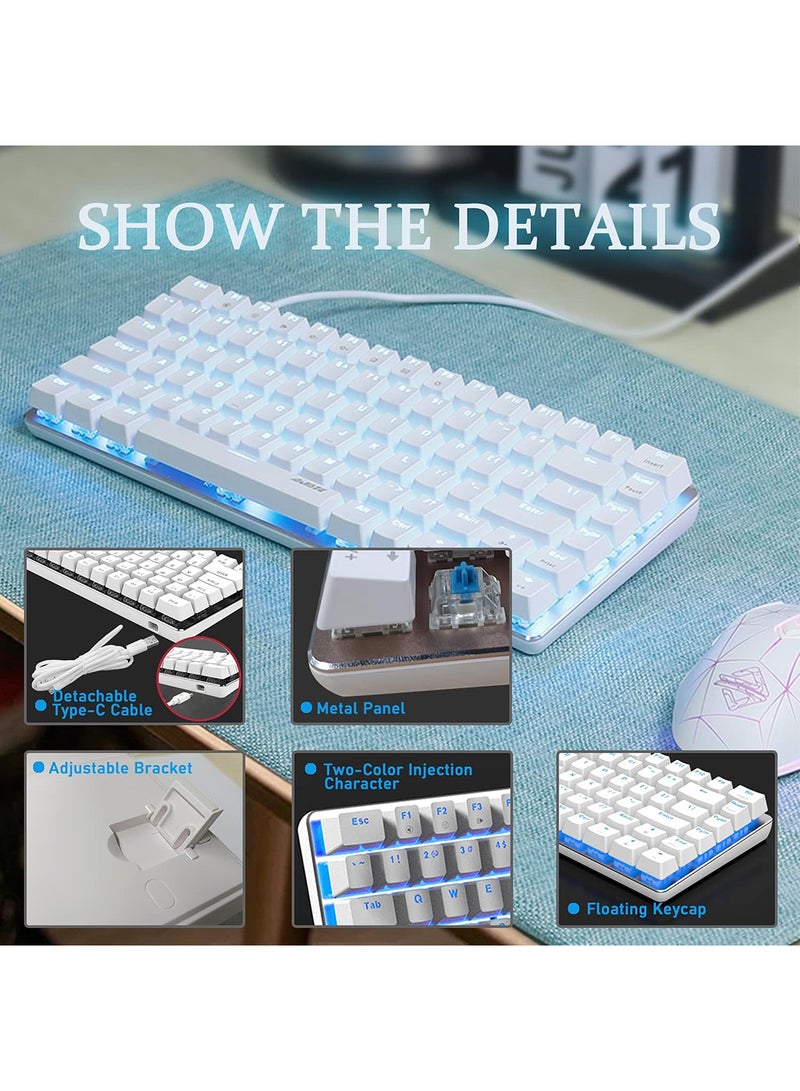 Ajazz - AK33 Gaming 82 keys Mechanical keyboard, Blue backlit Wired keys Computer keyboard for PC Laptop gaming(Blue Switch) - Image 1