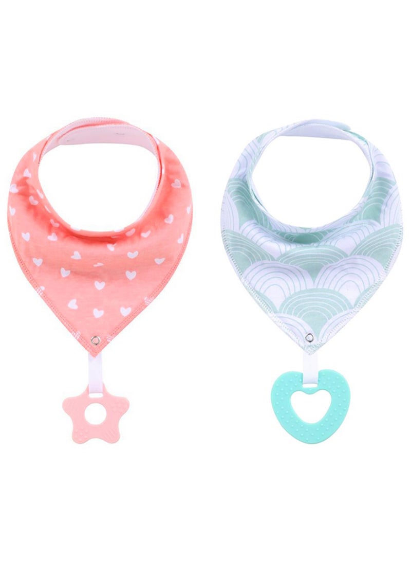 Little Story Set Of 2 Bandana Drool Organic Cotton Nickel Free Metal Super Absorbent Bibs - Love - Image 1