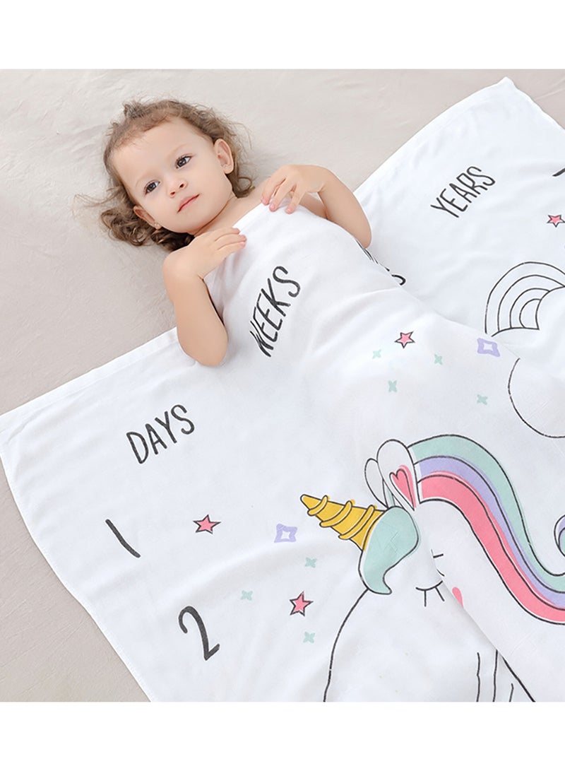 Unicorn Blanket Milestone Calendar Print Organic Cotton - White - pnsku/N38056882A/45/_/1706588843/29d13294-df56-44a8-833f-70bcbfce8f53