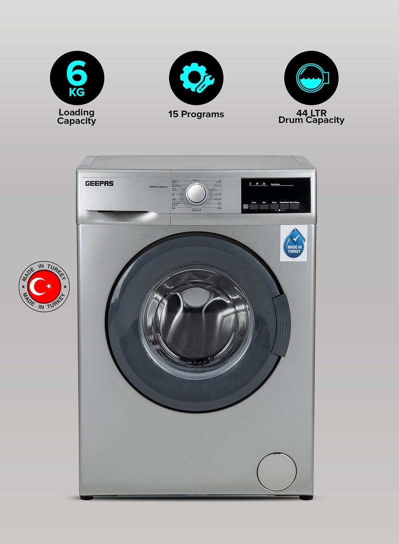 جيباس غسالة ملابس أوتوماتيكية 2100 W GWMF6109STN أبيض/ شفاف  - Image 2