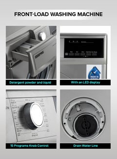 GEEPAS 6 KG Fully Automatic Front Load Washing Machine|Eco-Logic, LED Display Equipped with 15 Programs including Child Lock, Quick Wash, Delay, Easy Care, Cotton, etc| 6 kg Capacity and 44 L Drum Capacity 1000 RPM| 1 Year Warranty 2100 W GWMF6109STN Metallic Grey  - Image 5