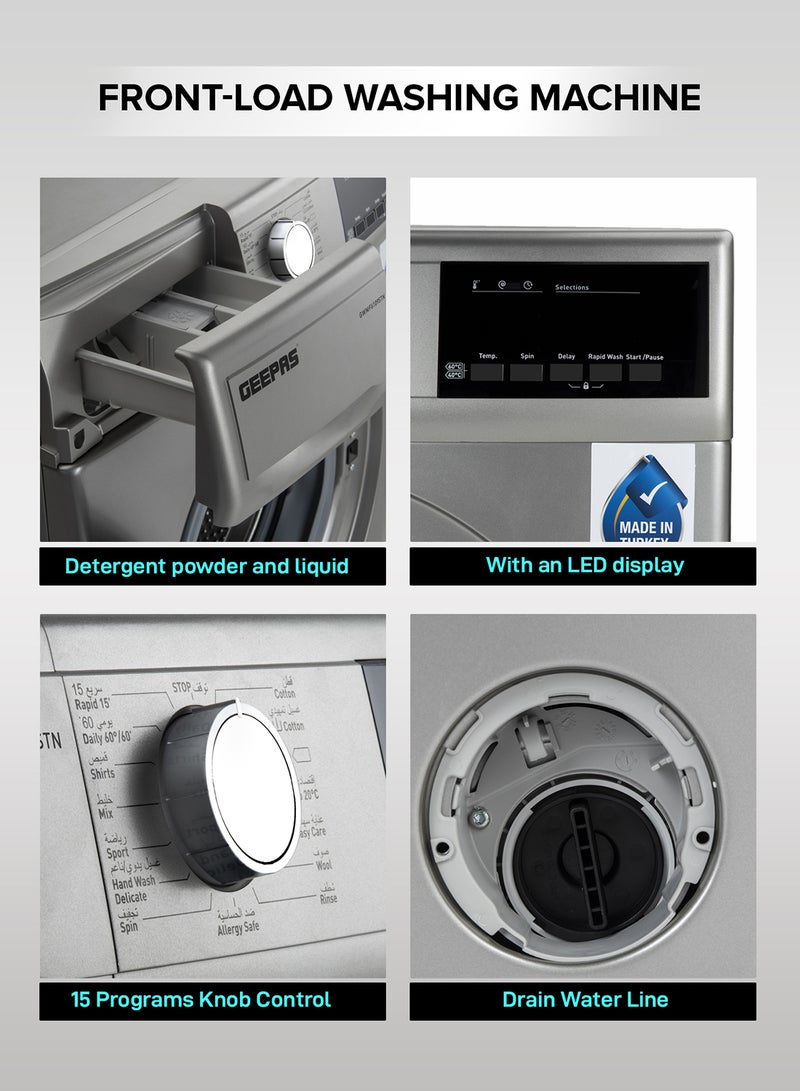 جيباس غسالة ملابس أوتوماتيكية 2100 W GWMF6109STN أبيض/ شفاف  - Image 5