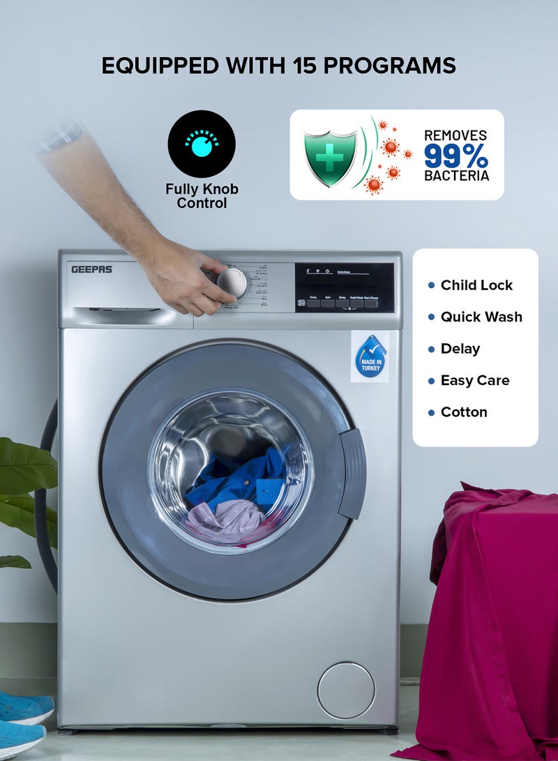 جيباس غسالة ملابس أوتوماتيكية 2100 W GWMF6109STN أبيض/ شفاف  - Image 4