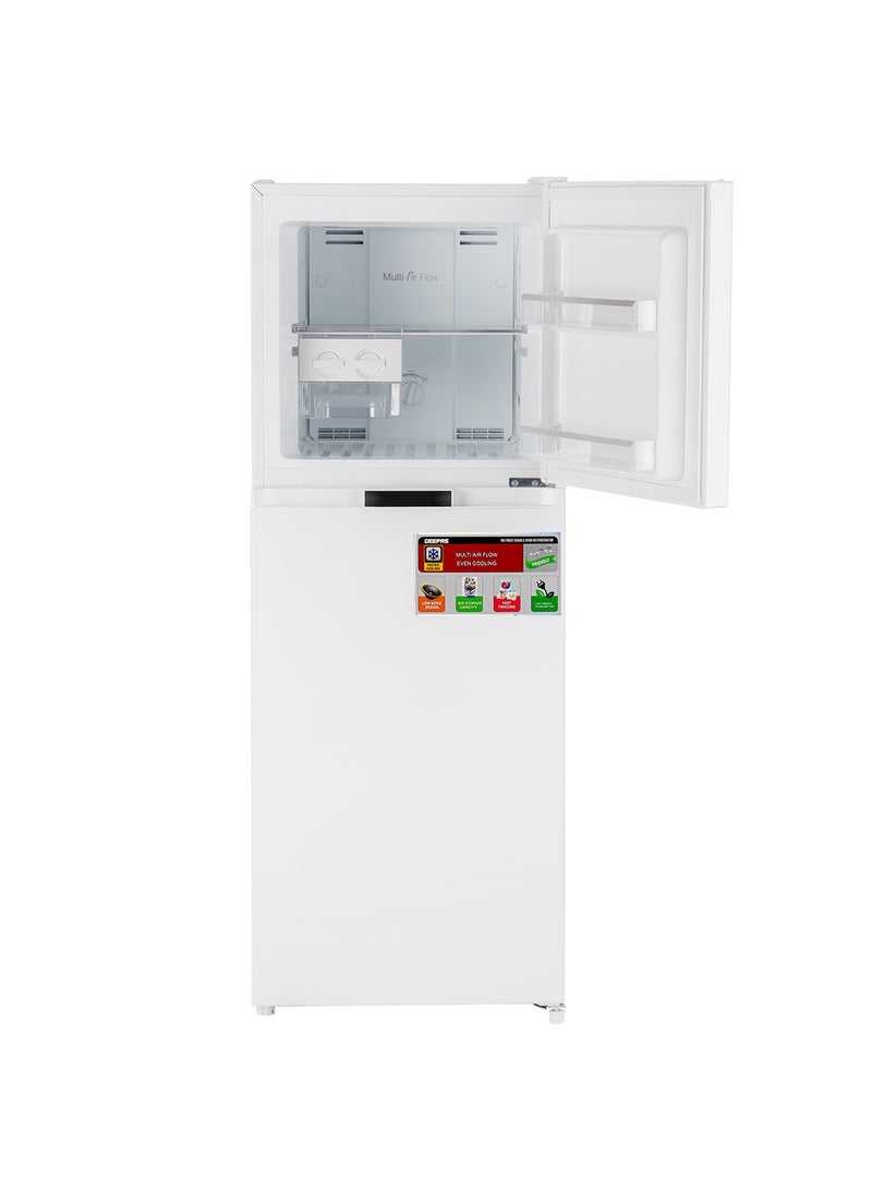 GEEPAS - 270L Gross/ 200L Net Capacity No Frost Double Door Refrigerator| With Multi Air Flow, Refrigerator Crisper Box, Big Vegetable Box, Grip Handle Glass Shelves, Chrome Bottle Handle & Chiller Shelves, Transparent Door Basket GRF2708WPN White - Image 1