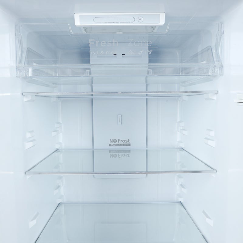 GEEPAS 348 Gross / 270 Net Capacity No-Frost Double Door Refrigerator Quick Cooling | Low Noise, Stainless Steel Finish Equipped with Recessed Handle | Glass Shelves, Chrome Bottle Holder, Chiller Shelf, Transparent Basket | GRF4120SSXN-U Dark Grey GRF4120SSXN Grey - Image 5