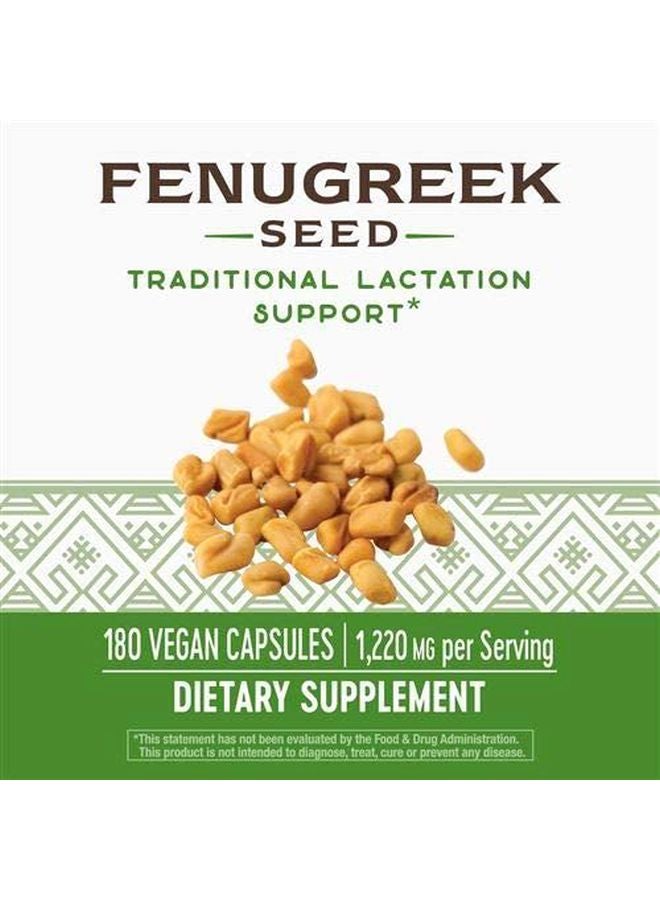 Nature's Way - Fenugreek Seed Dietary Supplement 1130mg - 180 Vegan Capsules - Image 1