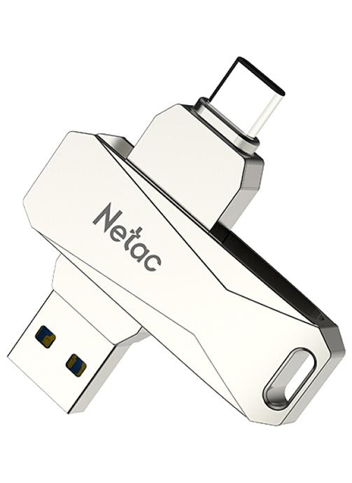 Netac Type-C USB 64GB Double Interface Flash Drive Plug U782C_2 Silver - Image 1