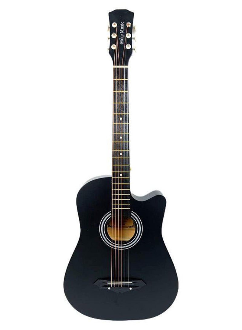 Mike Music Acoustic Guitar With Bag And Strap 38 Inch Black vinyl - Image 1