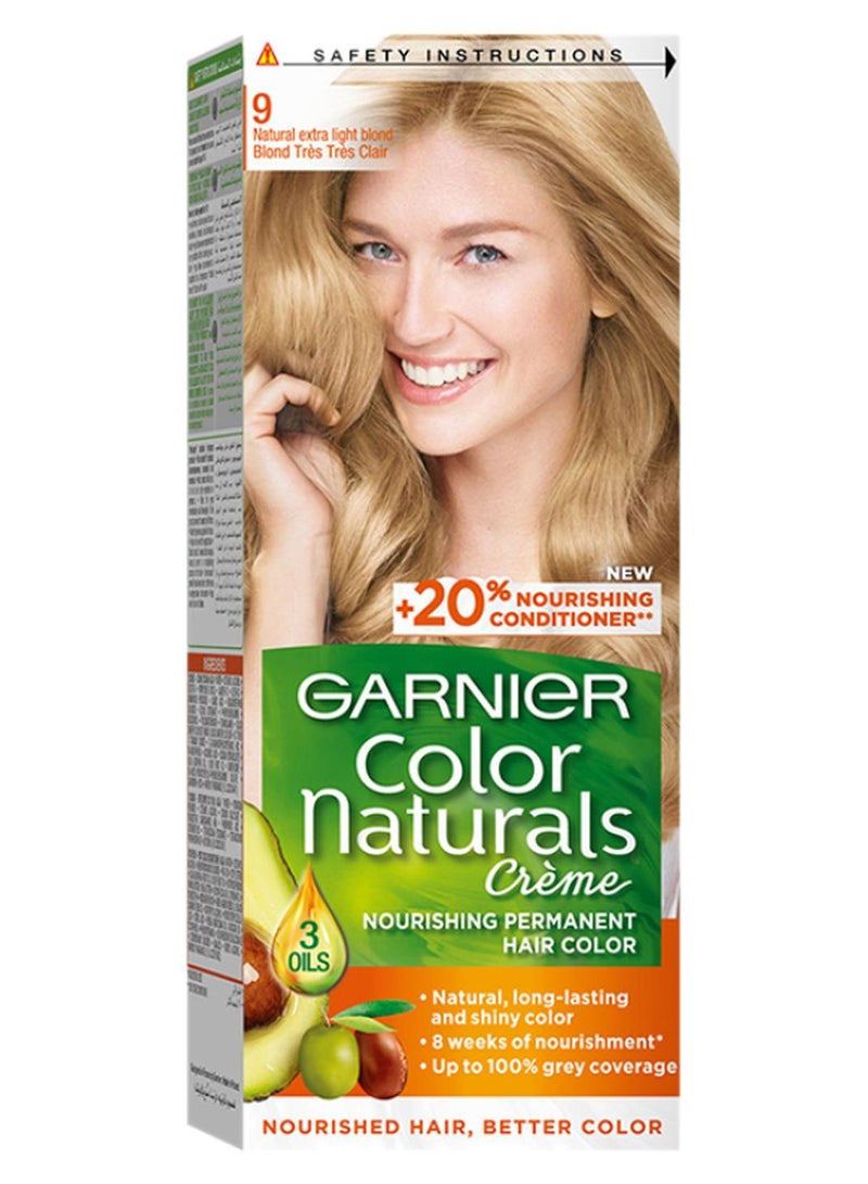 غارنييه صبغة شعر دائمة كولور ناتشرالز 9 أشقر طبيعي فاتح للغاية 112ملليلتر - Image 1