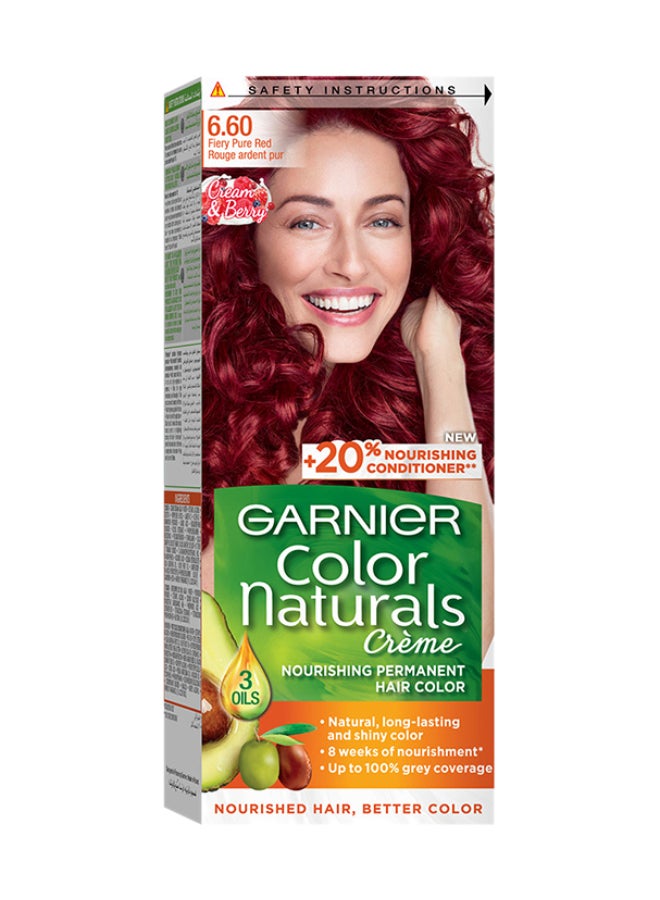 Garnier Color Naturals Nourishing Cream Permanent Color 6.60 Fiery Pure Red 112ml 