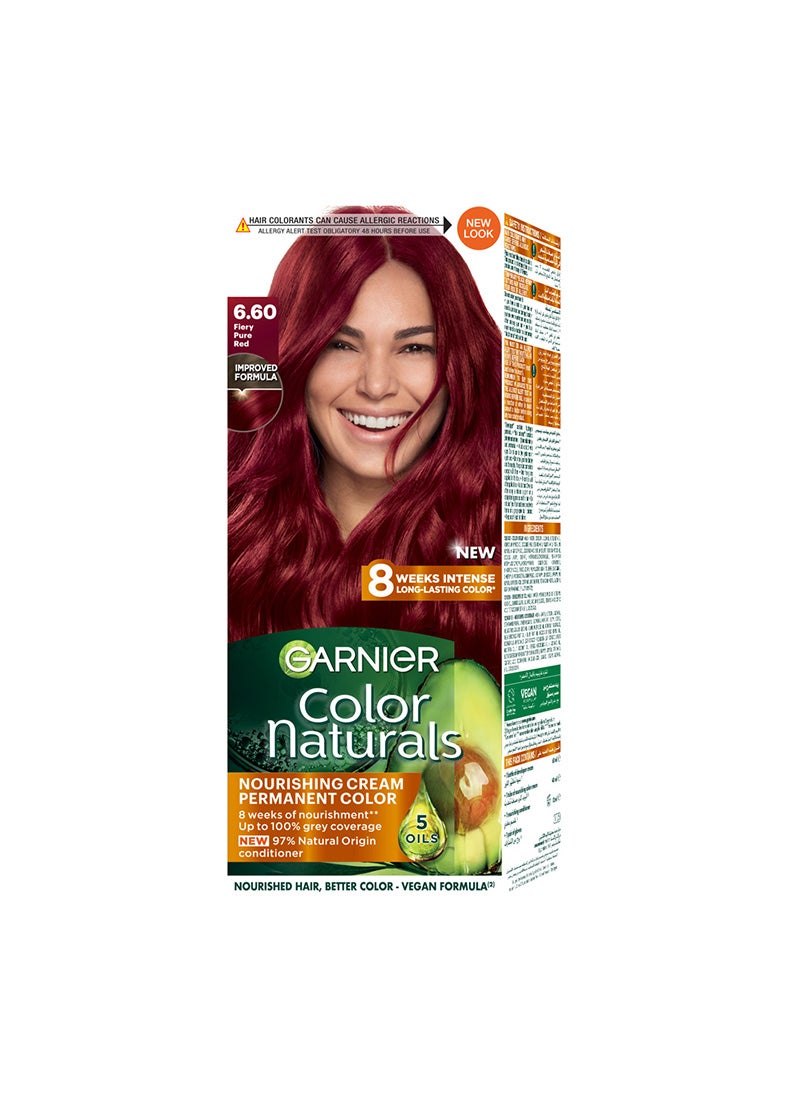 garnier Color Naturals Nourishing Cream Permanent Color 6.60 Fiery Pure Red 112ml - Image 1