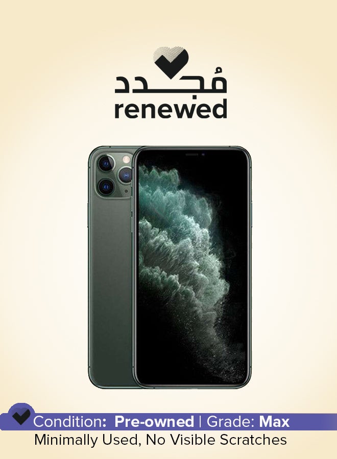 ابل  مجدد - آيفون 11 برو  مزود بتطبيق فيس تايم وذاكرة داخلية 64 جيجابايت ويدعم تقنية 4G LTE، لون أخضر ميدنايت - مواصفات عالمية - Image 1