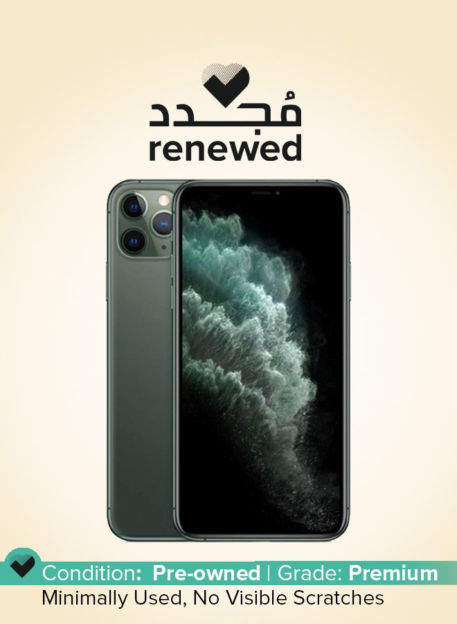 ابل  مجدد - آيفون 11 برو  مزود بتطبيق فيس تايم وذاكرة داخلية 64 جيجابايت ويدعم تقنية 4G LTE، لون أخضر ميدنايت - مواصفات عالمية - Image 1